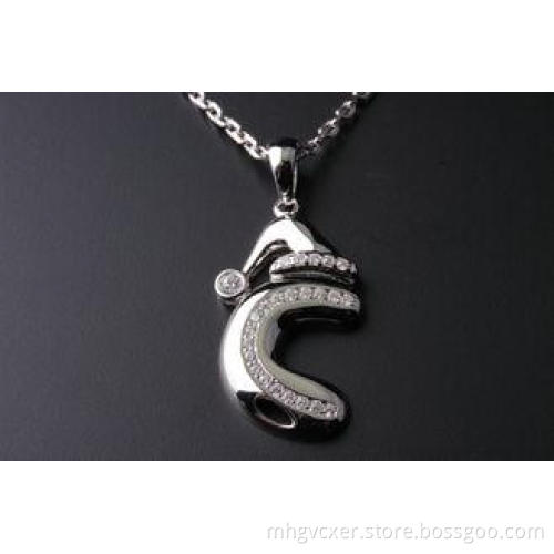 925 silver pendant letter C with white CZ , excellent quali
